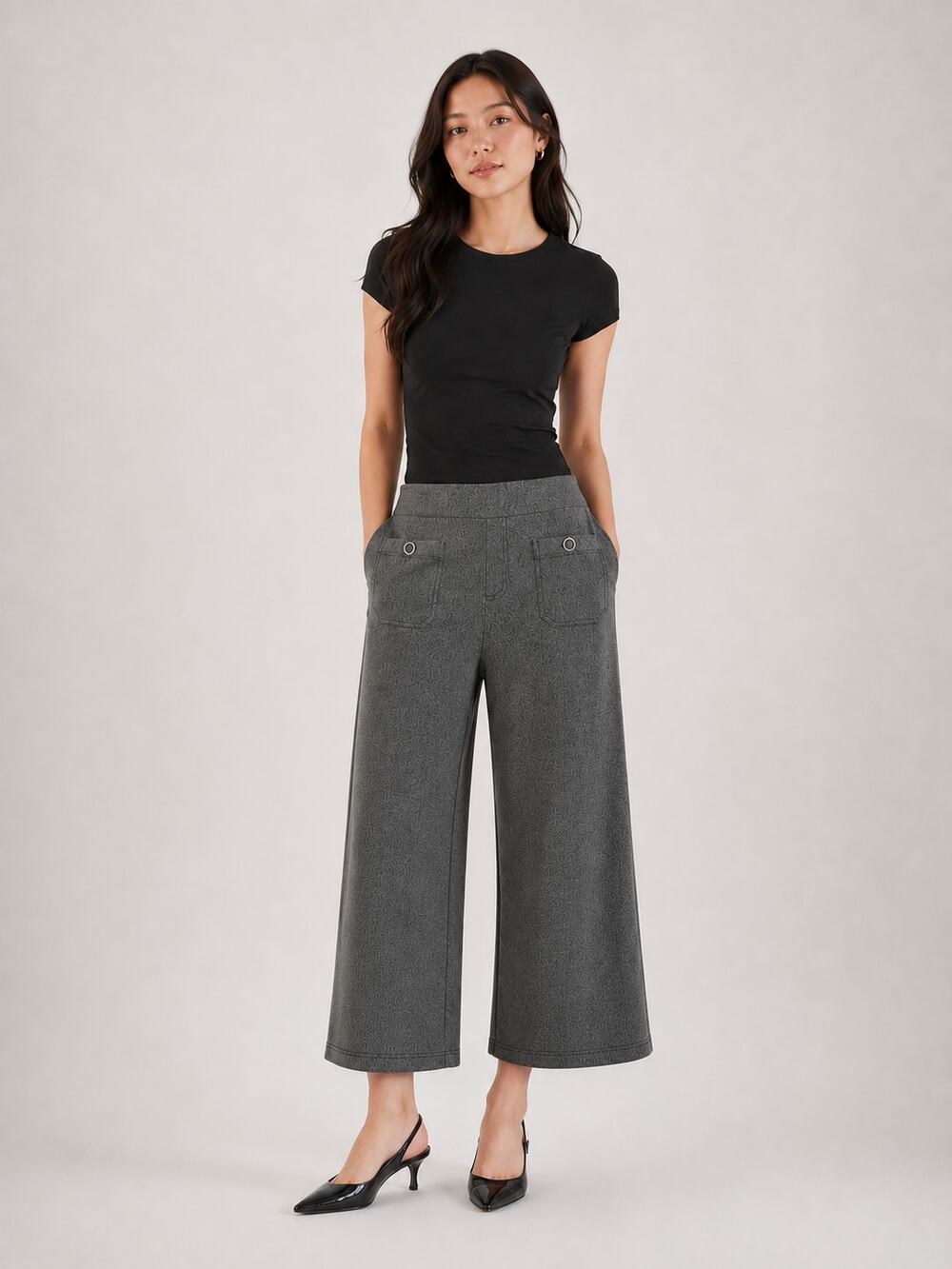 SoHo apparel blue wide leg pull on pants business casual